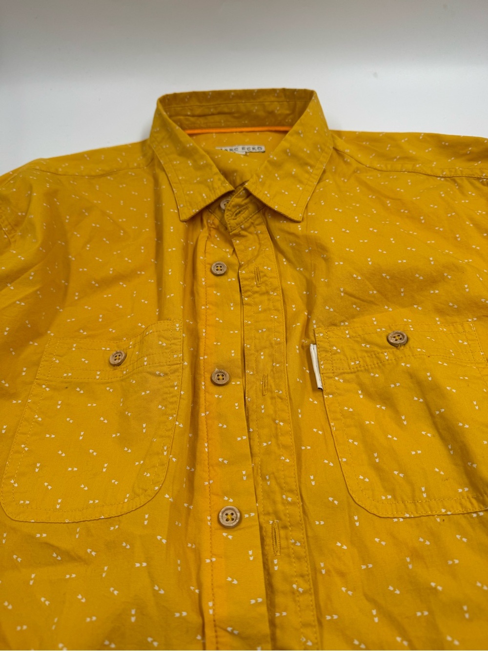 Men's Mustard Printed Button-Up Shirt